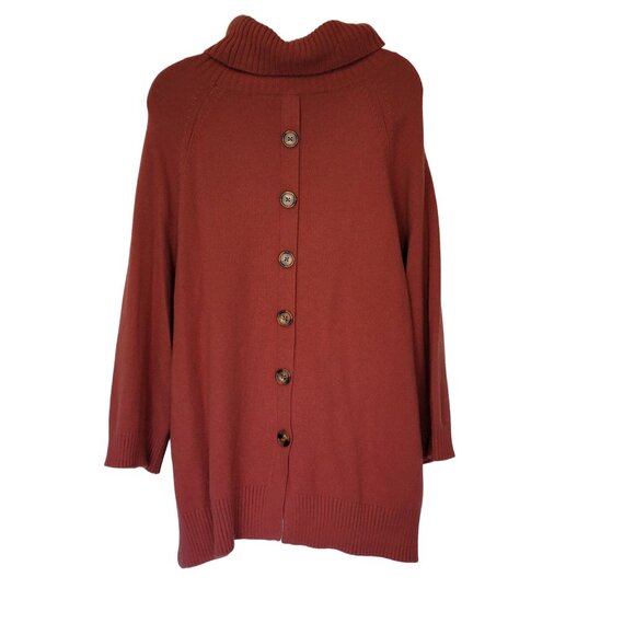 Soft Surroundings Oversized Button-Back Sweater L Turtleneck Pullover 45% Polya - Picture 3 of 8